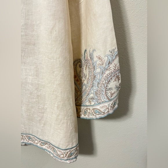 J.Jill Linen Ornate Paisley Tunic Top V Neck Paisley 3/4 Sleeves Size L tall - Picture 7 of 11